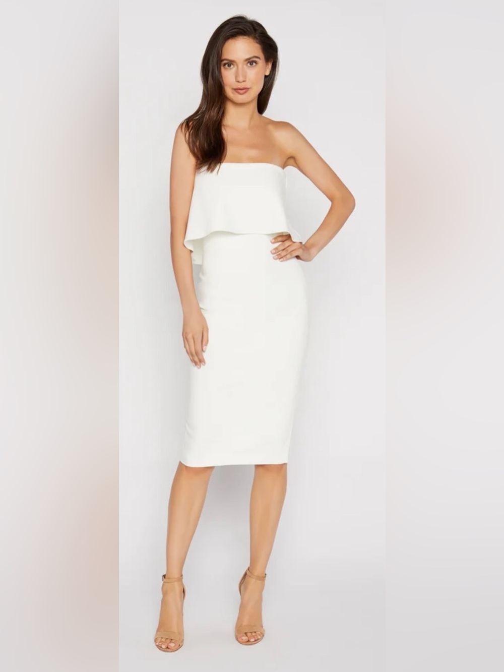Likely NWT Women White Off Shoulder Tiered Bodice Mini Driggs Strapless Dress 10